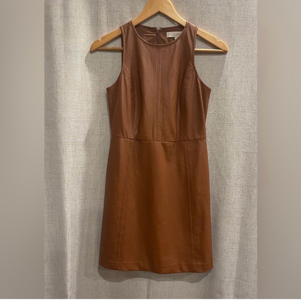 Special purchase—imitation leather brown dress